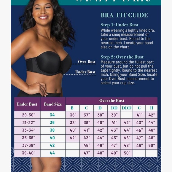 NWT vanity fair 38DDD strapless bra (Dec8) - Picture 4 of 8